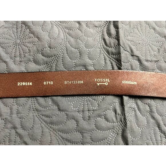 Fossil Vintage Bejeweled Brass Buckle Genuine Leather Belt Western Glam SZ M:NWT - Picture 9 of 9